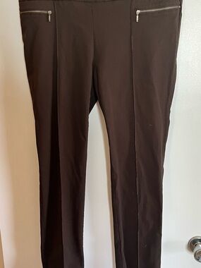 Chico's Chocolate Brown Slim Stretch Pants with Zip Pockets